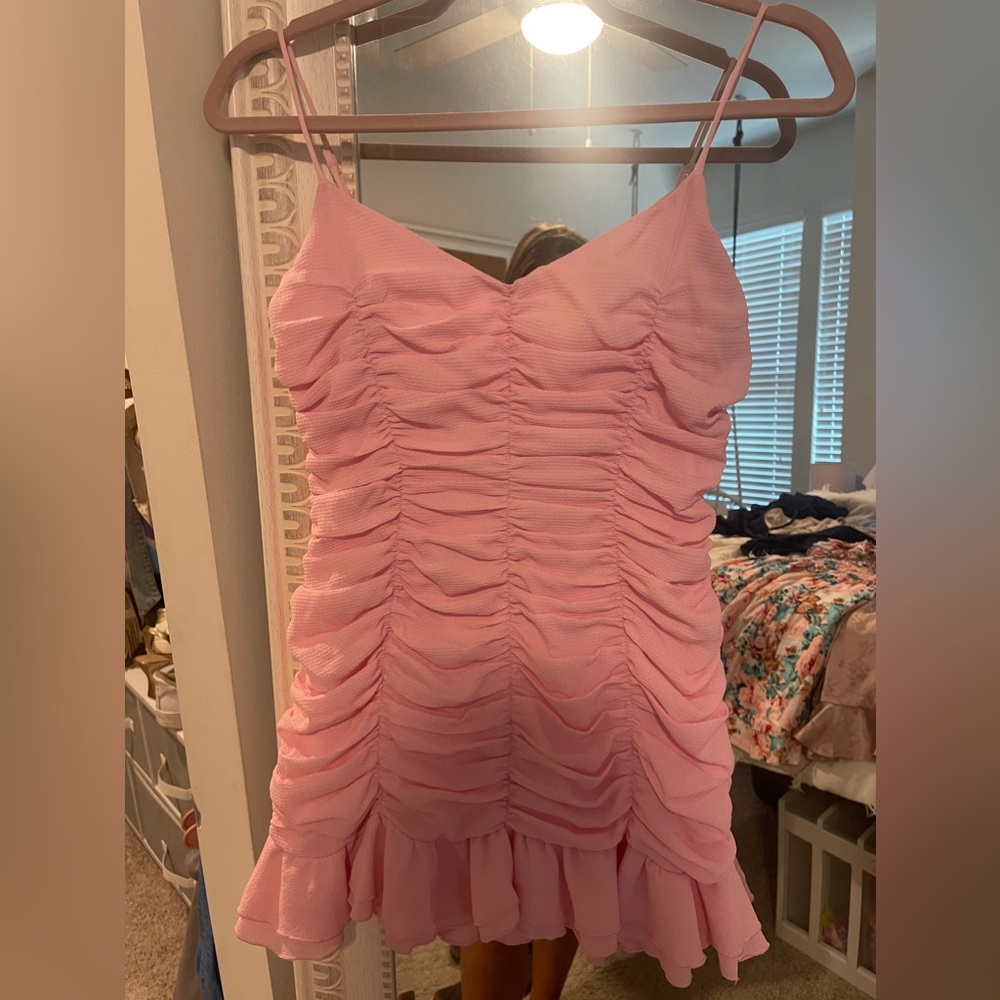 Lucy in the sky pink ruffle dress